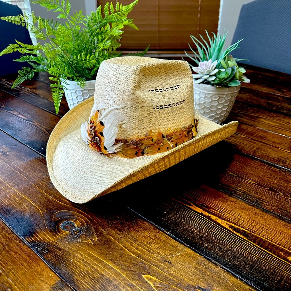 Vintage 1980s Resistol Self Conforming / Tener’s Western Feather Cowboy Hat